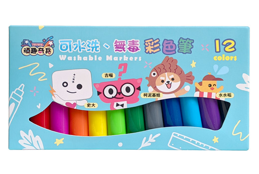 頑趣奇兵 可水洗無毒彩色筆12色