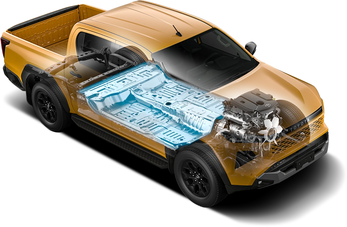 黃色 HILUX 動態衡穩科技說明圖