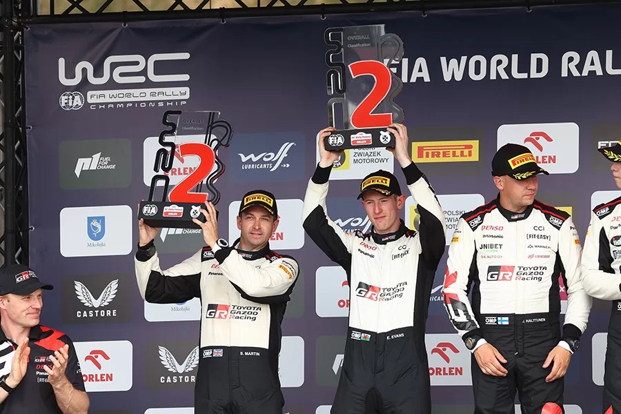 Elfyn Evans亦奪下本站亞軍，讓TGR-WRT車隊積分大幅進帳。