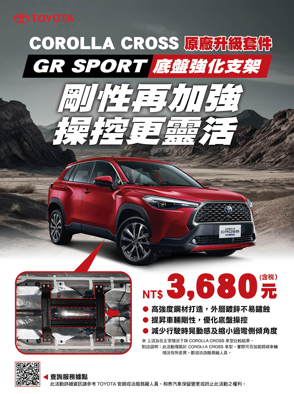 底盤強化支架，剛性再加強，操控更靈活