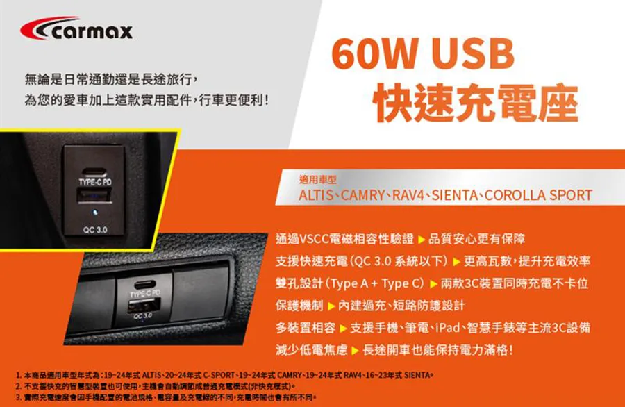60W USB快速充電座
